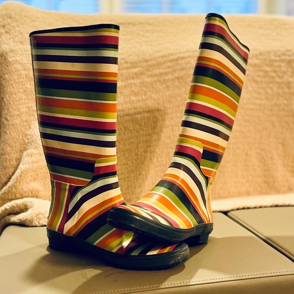 Coach Pammie Legacy Stripe Design Rain Boot Size 9 - Picture 10 of 10